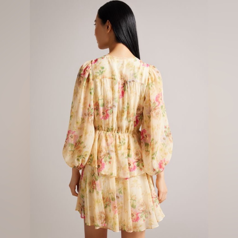 Ted Baker Tamziiy Floral Print Tie Front Mini Dress - Picture 2 of 11
